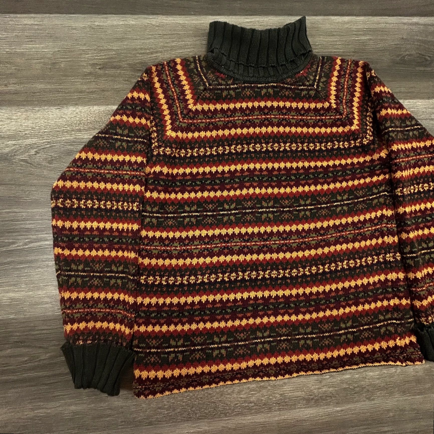Abercrombie & Fitch VINTAGE Abercrombie & Fitch Sweater Womens Large Fair Isle Turtleneck Knit 90s Size L / US 10 / IT 46 - 3 Thumbnail