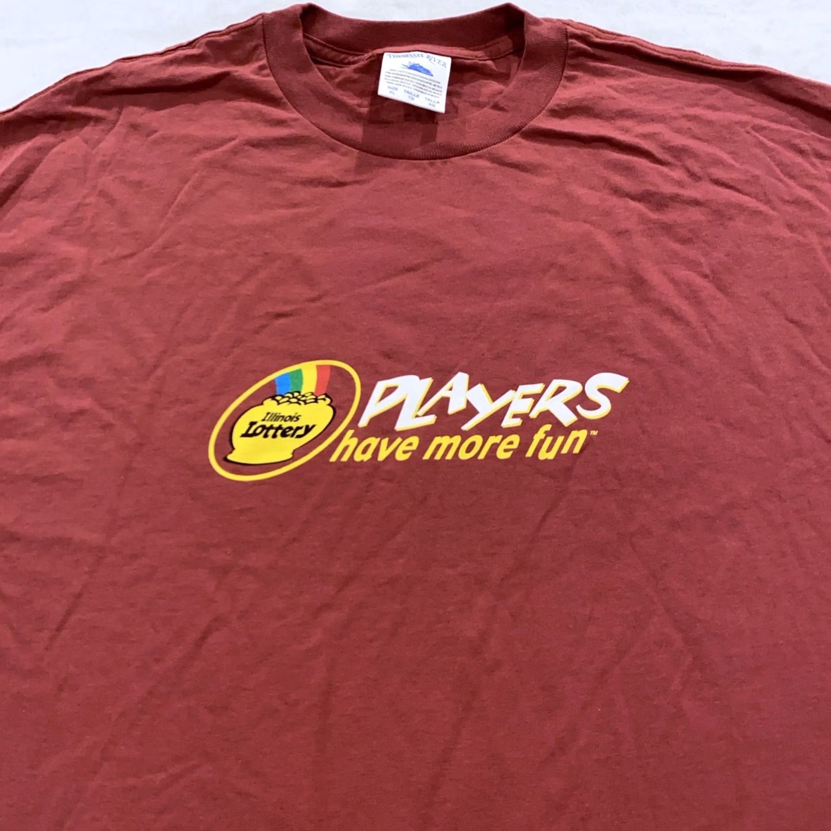 Vintage VINTAGE Illinois Lottery Players Have More Fun T-Shirt XL Red Men Short Sleeve Crew Neck 90s 80s Cotton Shirt Mens Size US XL / EU 56 / 4 - 3 Thumbnail