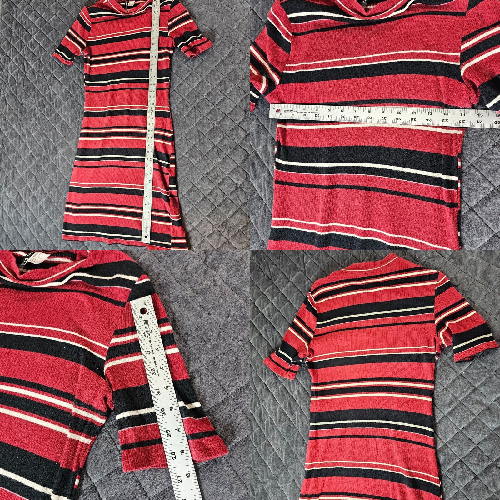 H&M Divided by H&M Dress Women Red Striped 3/4 Sleeve Round Neck Holiday Size 14 Size XL / US 12-14 / IT 48-50 - 8 Thumbnail