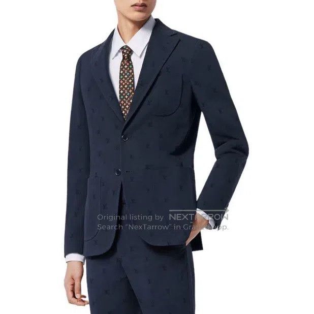 Louis Vuitton Louis Vuitton 24 Tyler Signature Navy Full Print blazer Size 54R - 3 Thumbnail