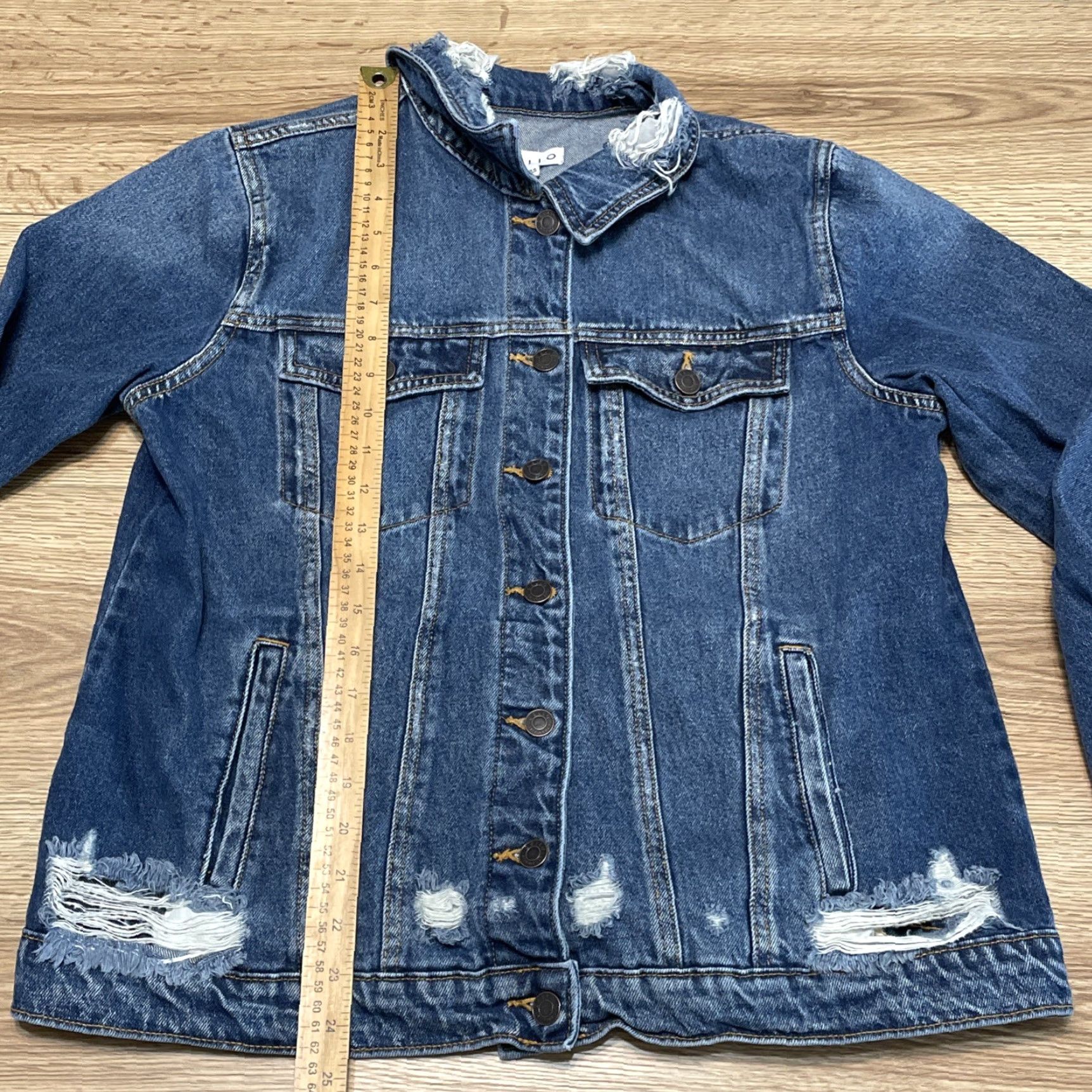 Denime VINTAGE Cello Denim Jacket Women’s Large Distressed Trucker Blue Jean Size 36" / US 14 / IT 50 - 4 Thumbnail