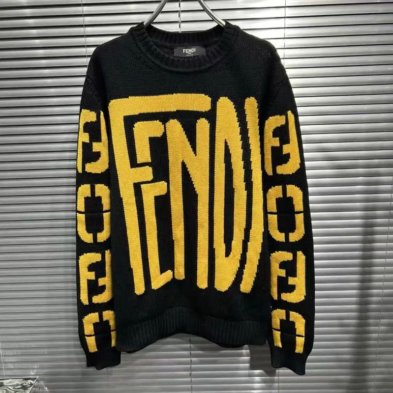 Fendi Fendi Black Wool Knit Sweater for Men 0089 Size US M / EU 48-50 / 2 - 1 Thumbnail