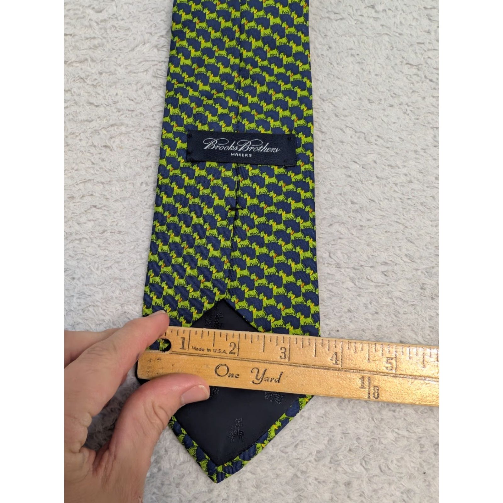 Brooks Brothers BROOKS BROTHERS Tie Neon Green Scottie DOG Blue 100% Silk Men Size ONE SIZE - 3 Thumbnail