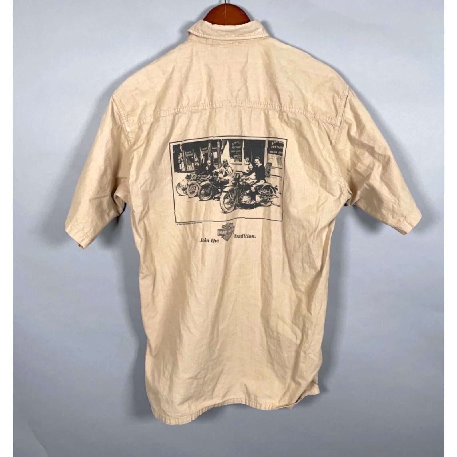 Harley Davidson VINTAGE Harley-Davidson Mens Shirt Adult Small Casual 80s Motorcycle Graphic Print Beige Size US S / EU 44-46 / 1 - 2 Thumbnail