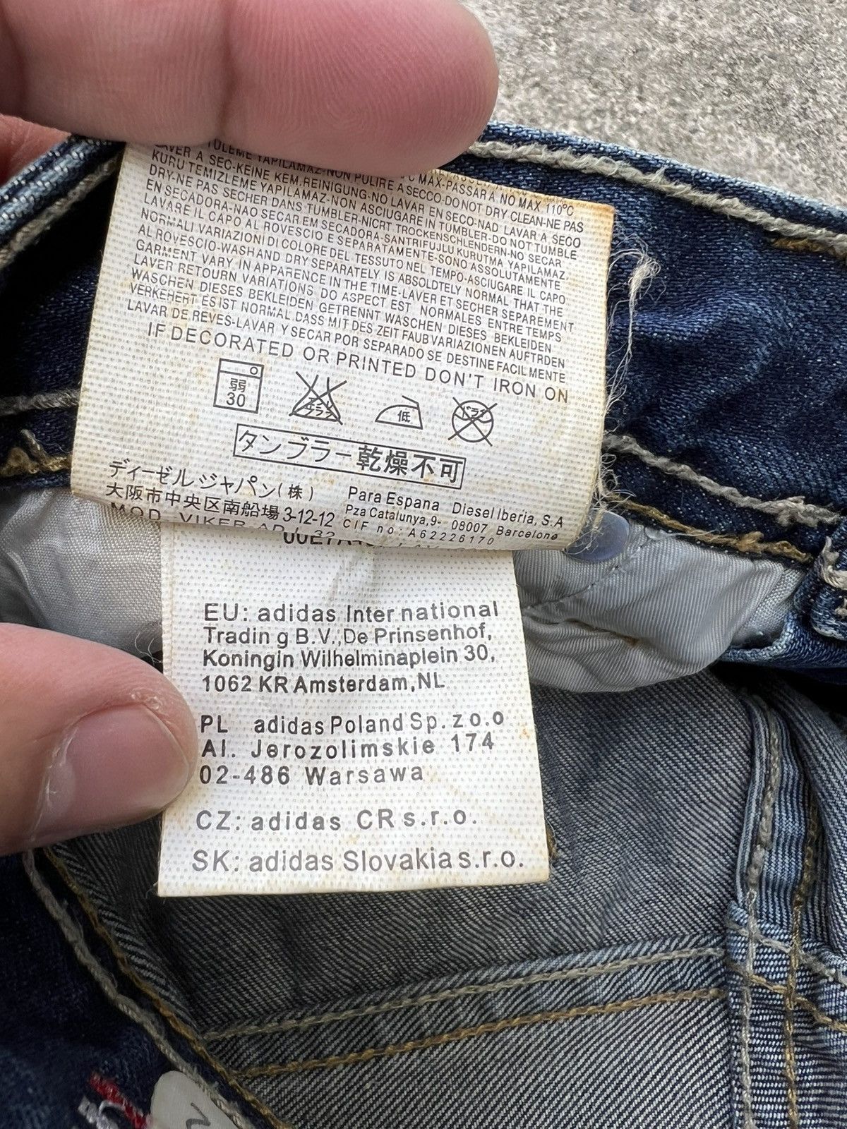 Adidas × Diesel 💥Vintage Diesel Industry x Adidas Distress Jean Size US 29 - 22 Thumbnail
