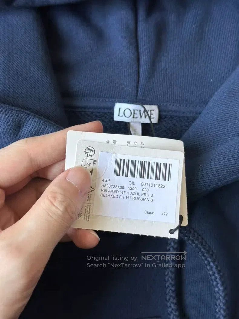 Loewe Loewe Navy blue misaligned embroidery logo hoodie Size S / US 4 / IT 40 - 2 Thumbnail