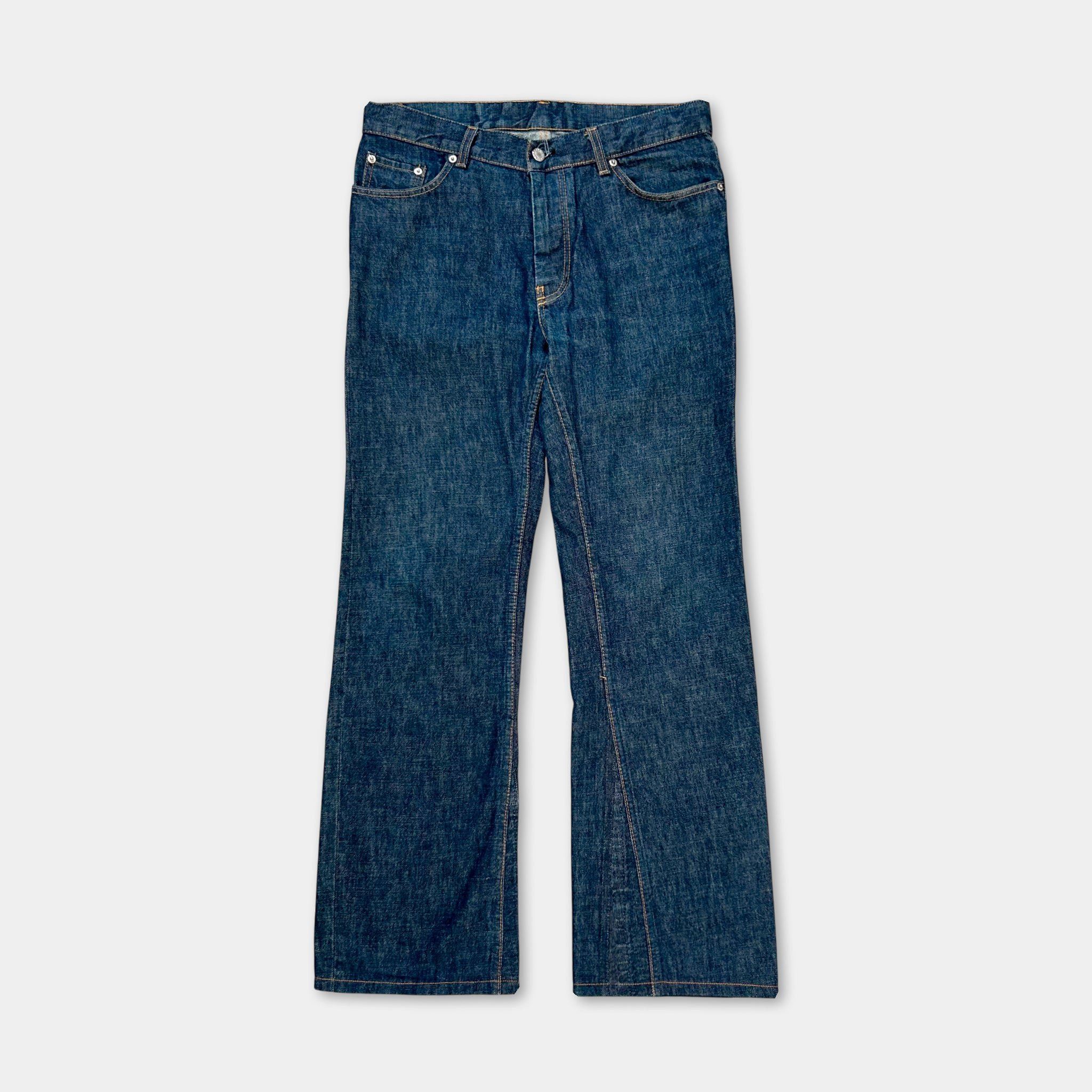 HELMUT LANG VINTAGE STAINED DENIM 本人期 28 Helmut Lang 1999 Relaxed Cut Vintage Stained Denim – Recollected