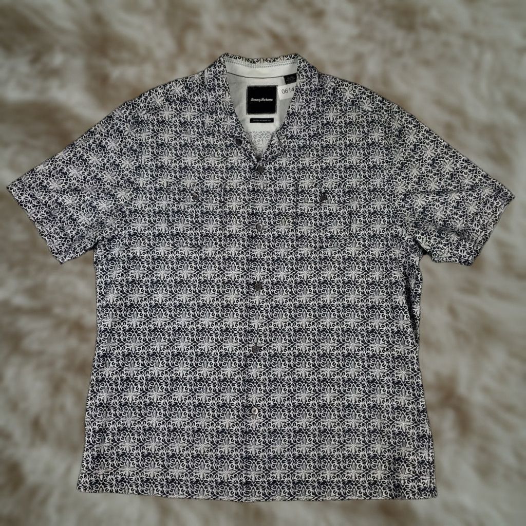 Tommy Bahama Tommy Bahama Shirt Mens Black White Extra Large Island Modern Fit Silk Cotton Size US XL / EU 56 / 4 - 1 Thumbnail