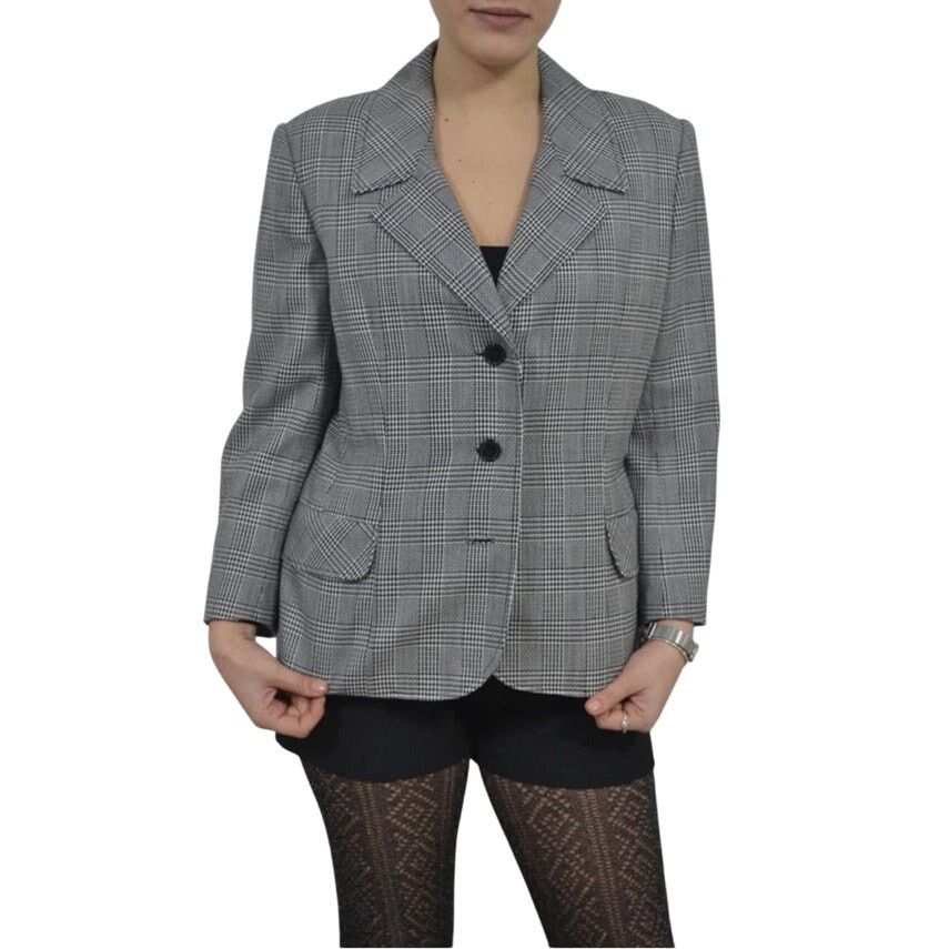 Lauren Ralph Lauren × Vintage Lauren Ralph Lauren Glen Plaid Blazer Jacket 10 Wool blend Size L / US 10 / IT 46 - 1 Thumbnail