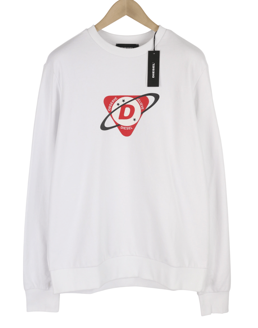 Diesel S-GIRK-K23 XL White Crew Logo Print Sweatshirt 40095 Size US XL / EU 56 / 4 - 1 Thumbnail