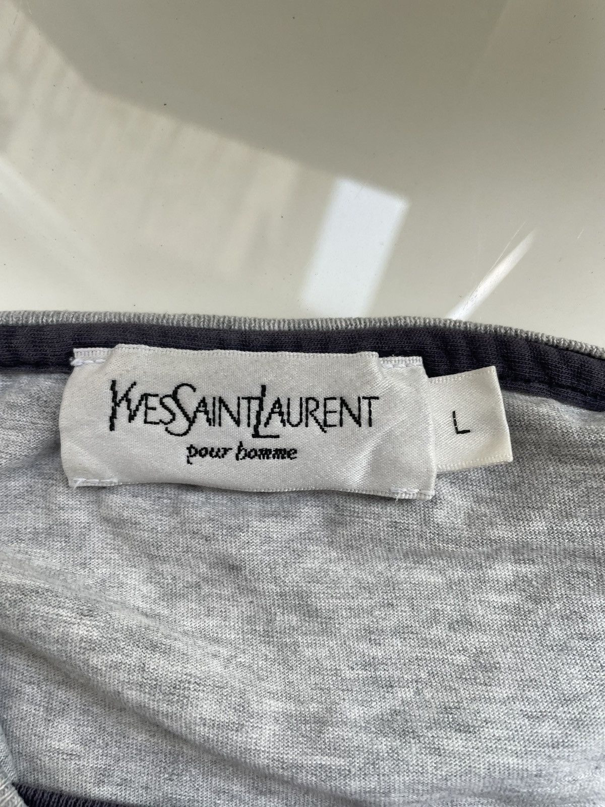 Yves Saint Laurent Yves Saint Laurent Big Logo T-Shirt Grey Vintage YSL Size US L / EU 52-54 / 3 - 3 Thumbnail