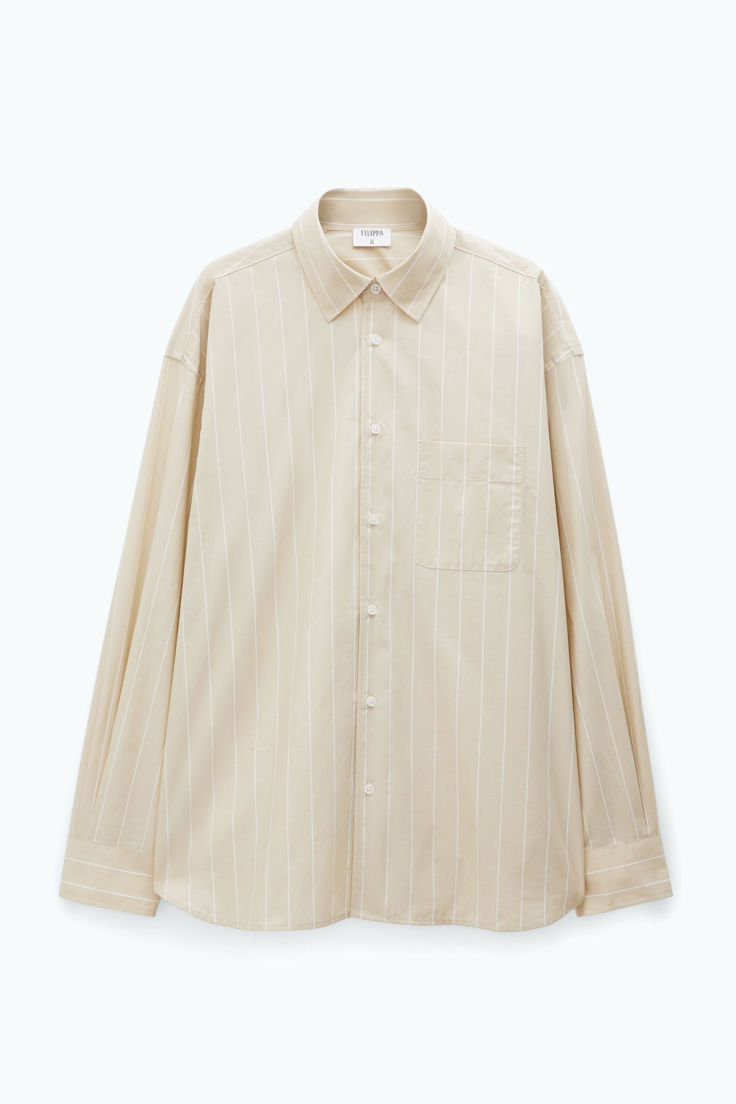 image of Filippa K Striped Cotton Poplin Shirt Shirt in Beige, Women's (Size XL)