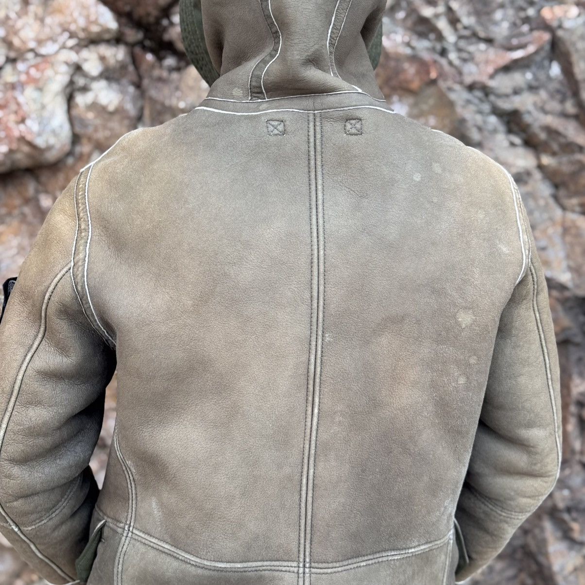 Massimo Osti Stone Island Garmented Mustangs leather sheepskin jacket Size US L / EU 52-54 / 3 - 8 Thumbnail
