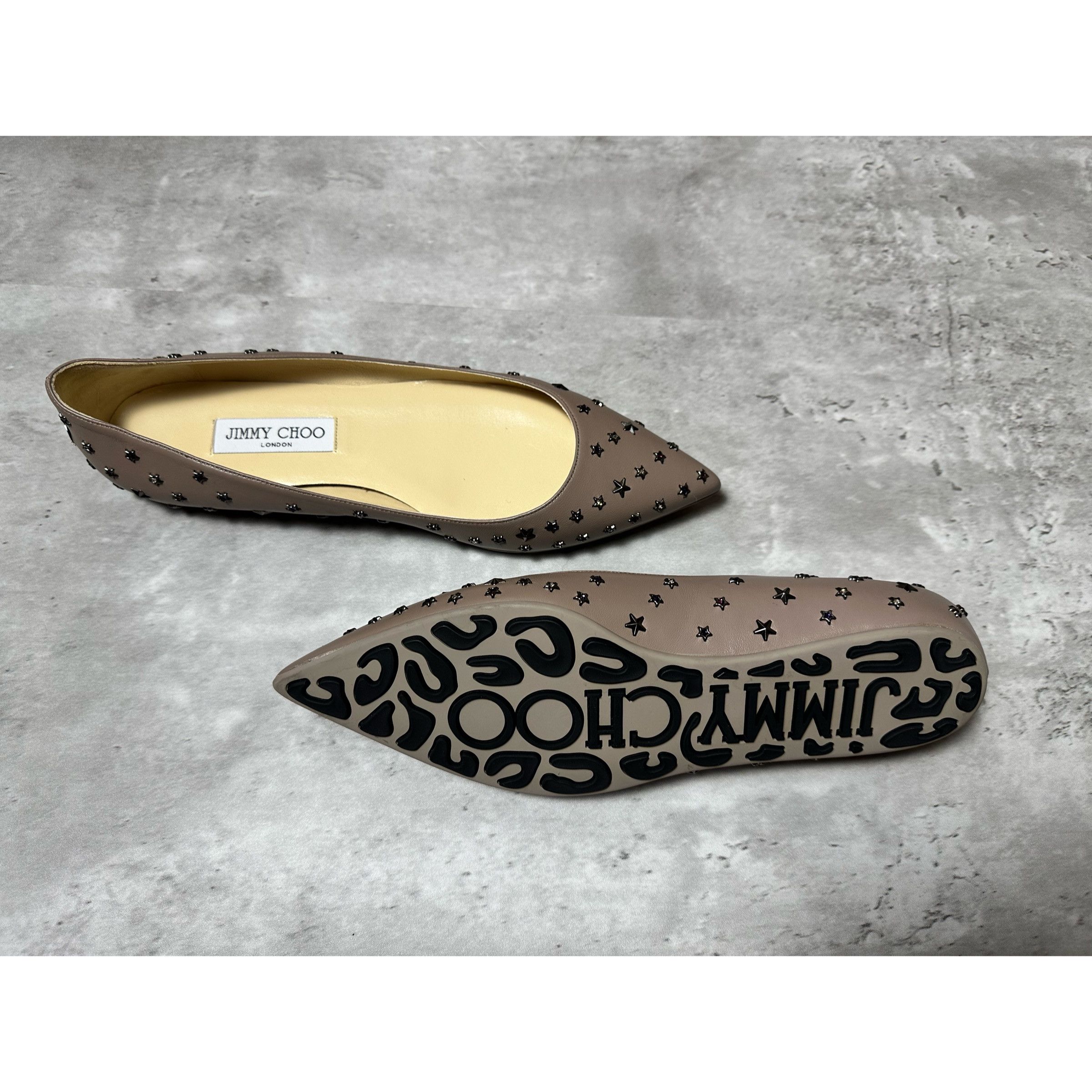 Jimmy Choo Jimmy Choo leather Taupe Flats with Star Studs Size US 11 / IT 41 - 1 Thumbnail