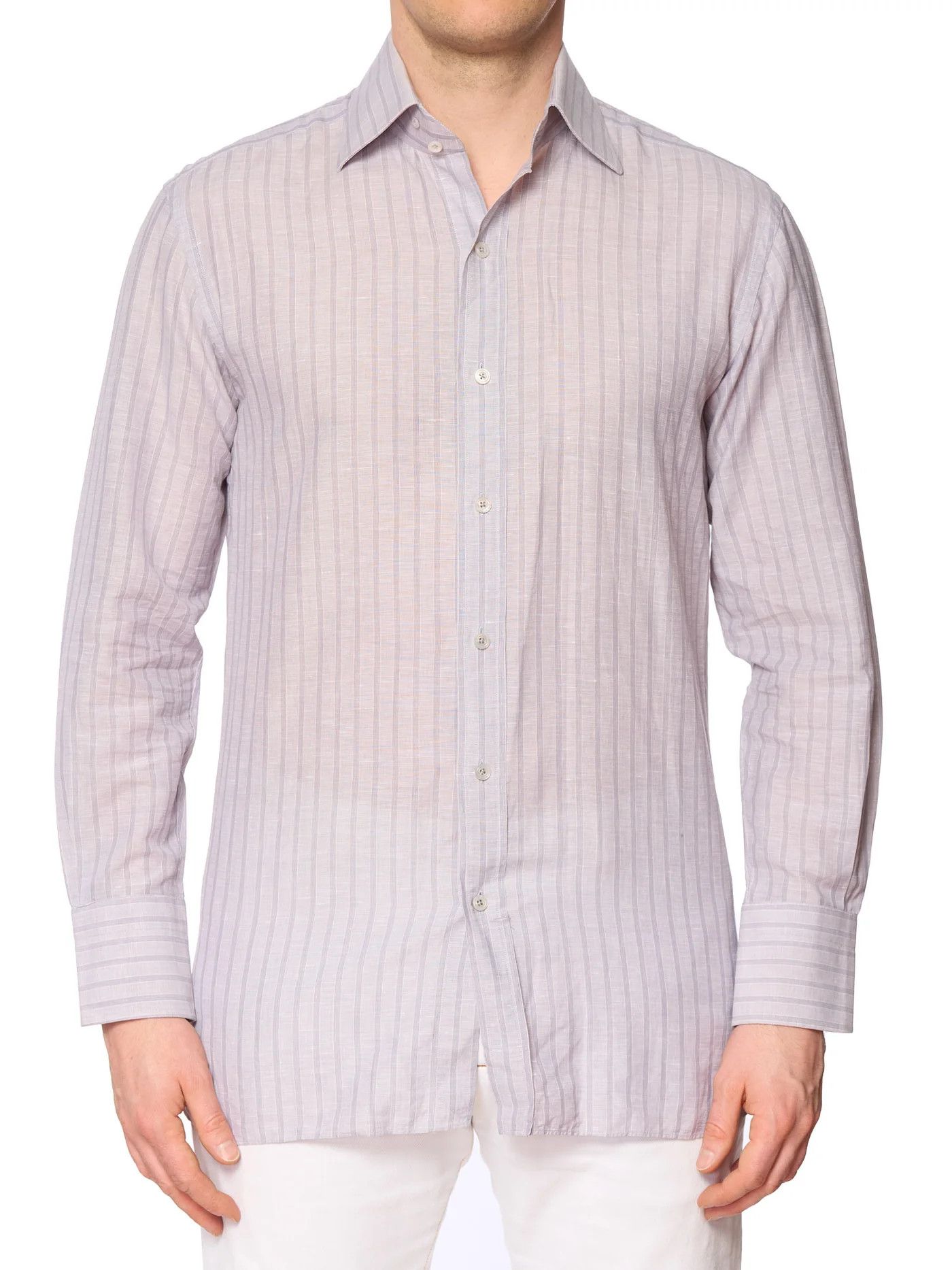 Tom Ford TOM FORD Gray Striped Cotton Dress Shirt EU 42 US 16.5 Size US M / EU 48-50 / 2 - 1 Thumbnail