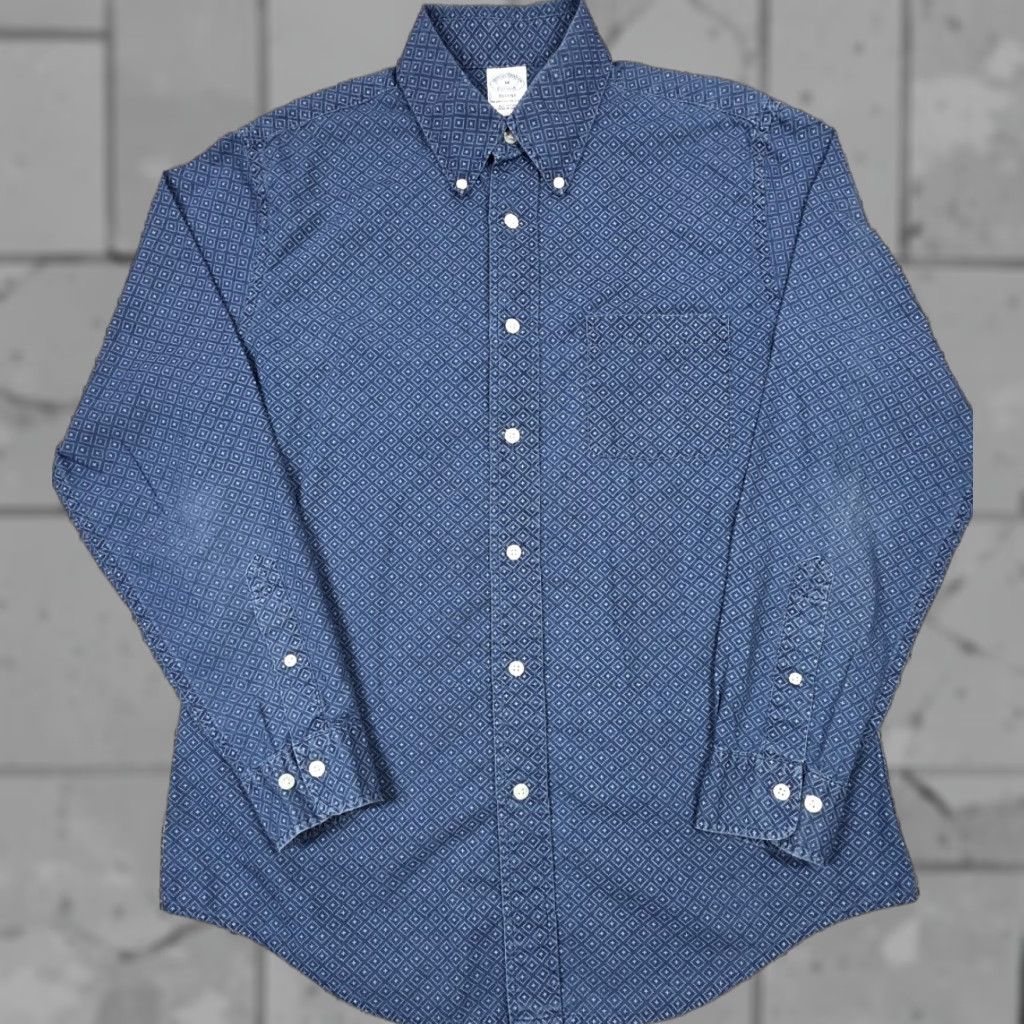 Brooks Brothers Brooks Brothers Shirt Regent Diamond Print Chambray Long Sleeve M Blue Men Size US M / EU 48-50 / 2 - 1 Thumbnail