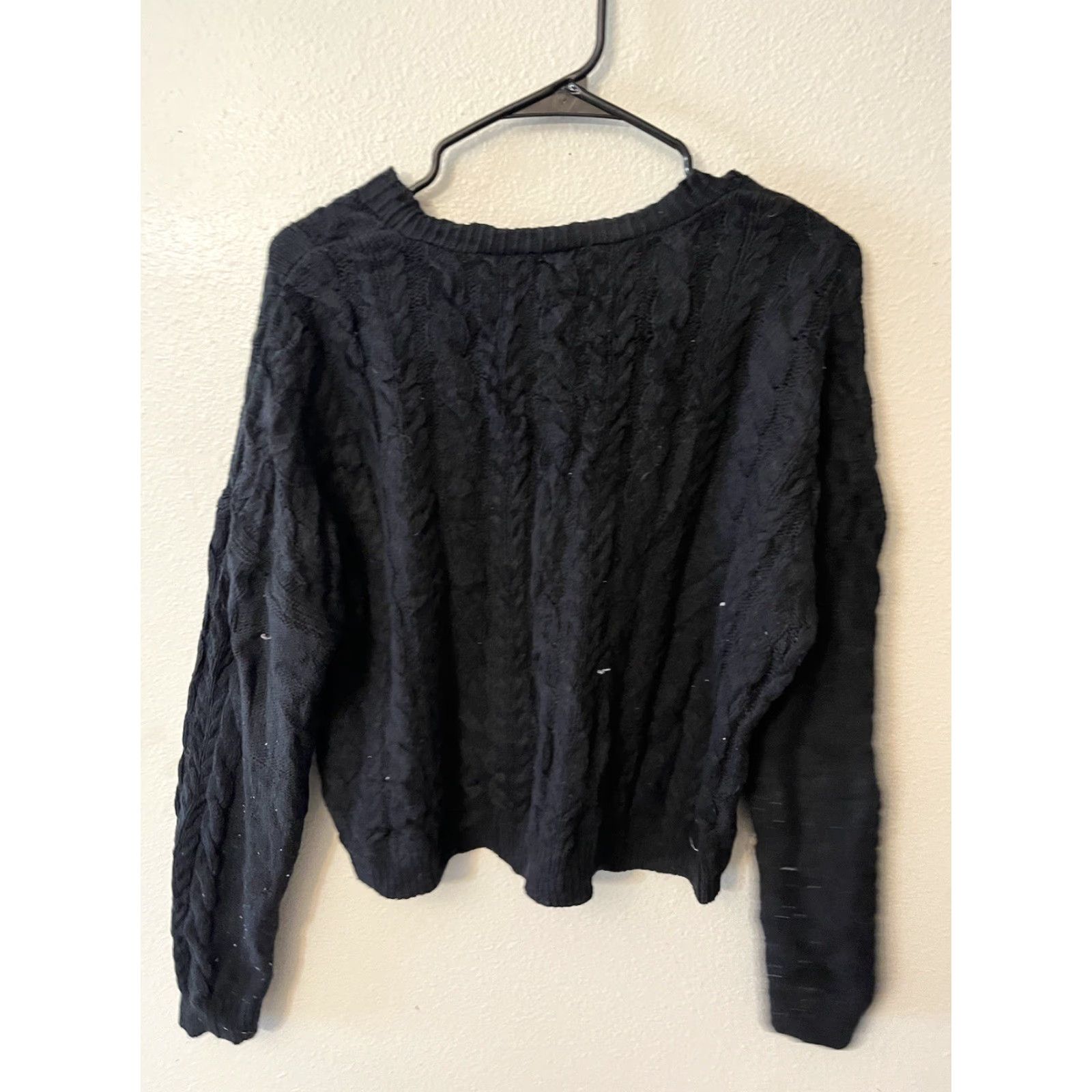 Aeropostale VINTAGE Aeropostale Knit Cardigan Sweater Women Medium Black All Seasons Open Button Cotton Acrylic Size M / US 6-8 / IT 42-44 - 3 Thumbnail