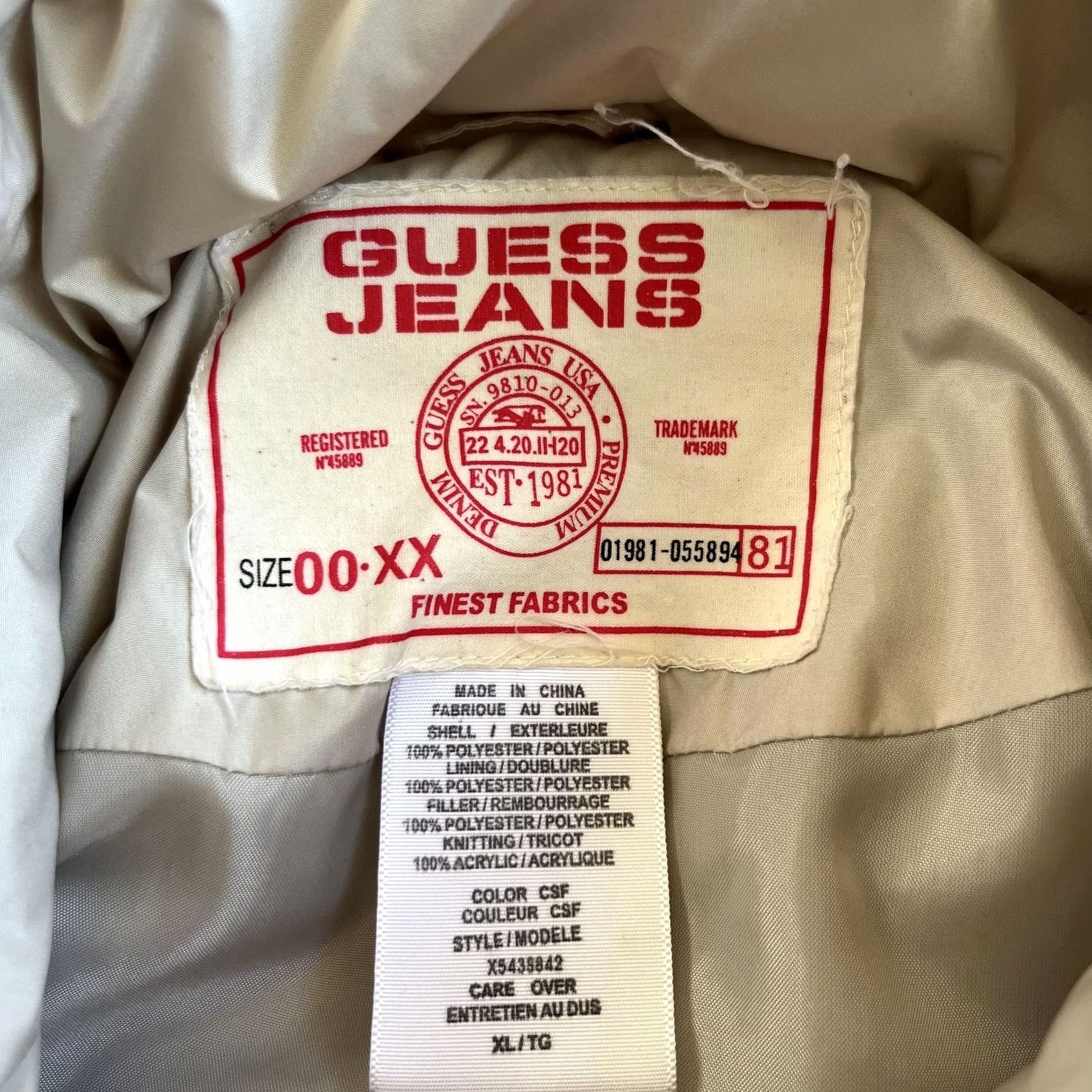 Guess VINTAGE Guess Jacket Mens XL Beige Quilted Puffer Full Zip Insulated Winter Casual Travel Size US XL / EU 56 / 4 - 5 Thumbnail