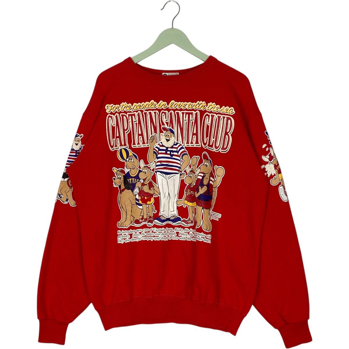 Vintage Vintage 90s Captain Santa Sweatshirt Crewneck Red Size L Size US L / EU 52-54 / 3 - 1 Thumbnail