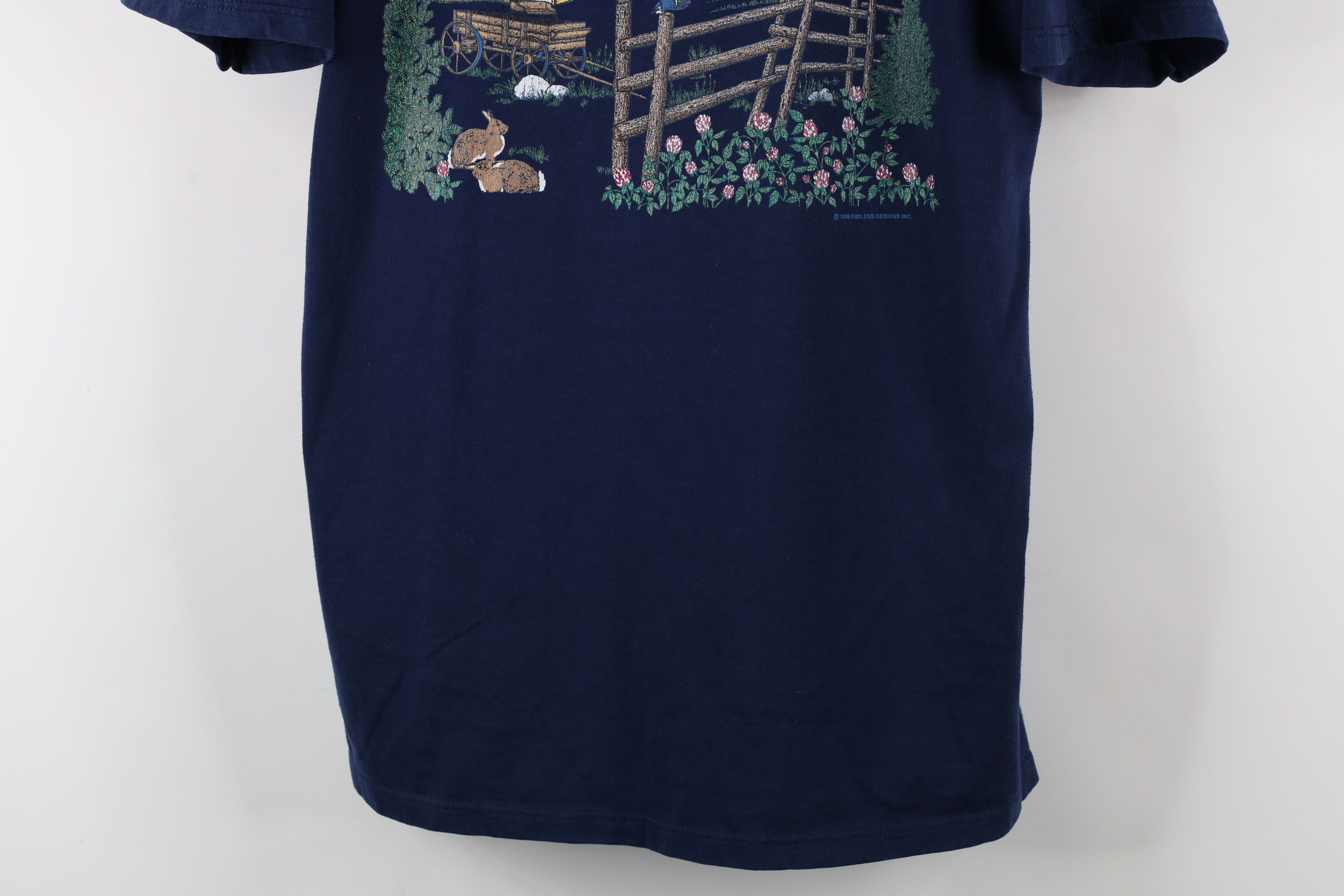 Vintage Vintage 90s Country Primitive Farmhouse T-Shirt Blue USA Size L / US 10 / IT 46 - 3 Thumbnail