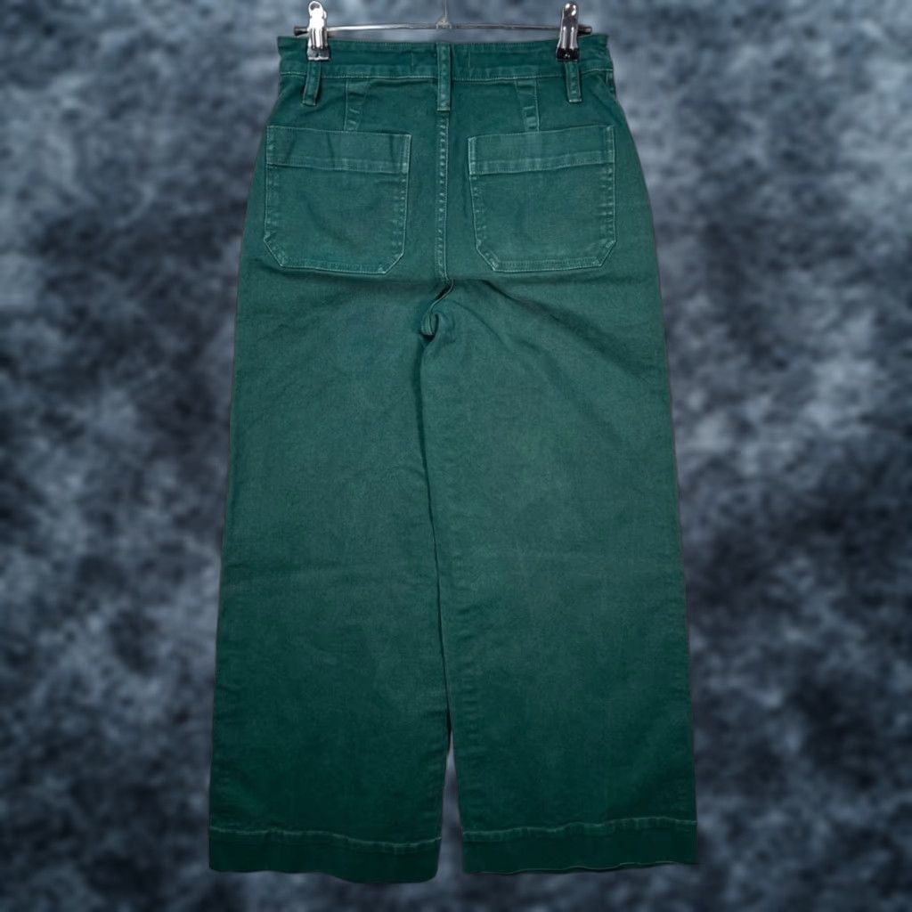 Madewell Madewell Womens Pants Casual 24P Petite Green Wide-Leg Cropped Cotton Blend 26.5in Inseam Womens Size 42" / US 20 - 1 Thumbnail