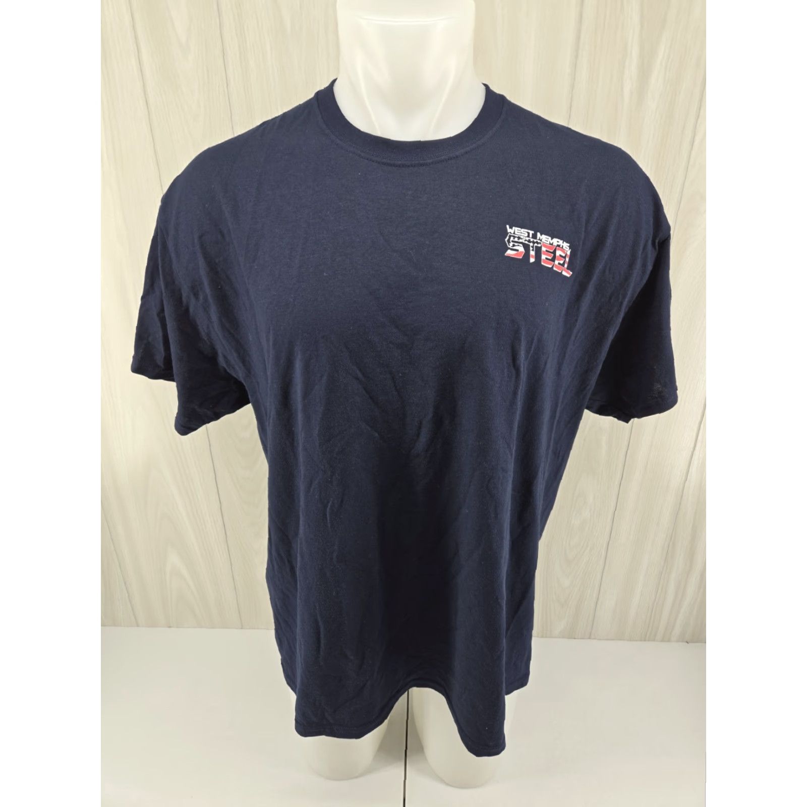 Gildan VINTAGE West Memphis Steel T Shirt XL Blue Gildan Men Short Sleeve Crew Neck Cotton Polyester T-Shirt Size US XL / EU 56 / 4 - 3 Thumbnail