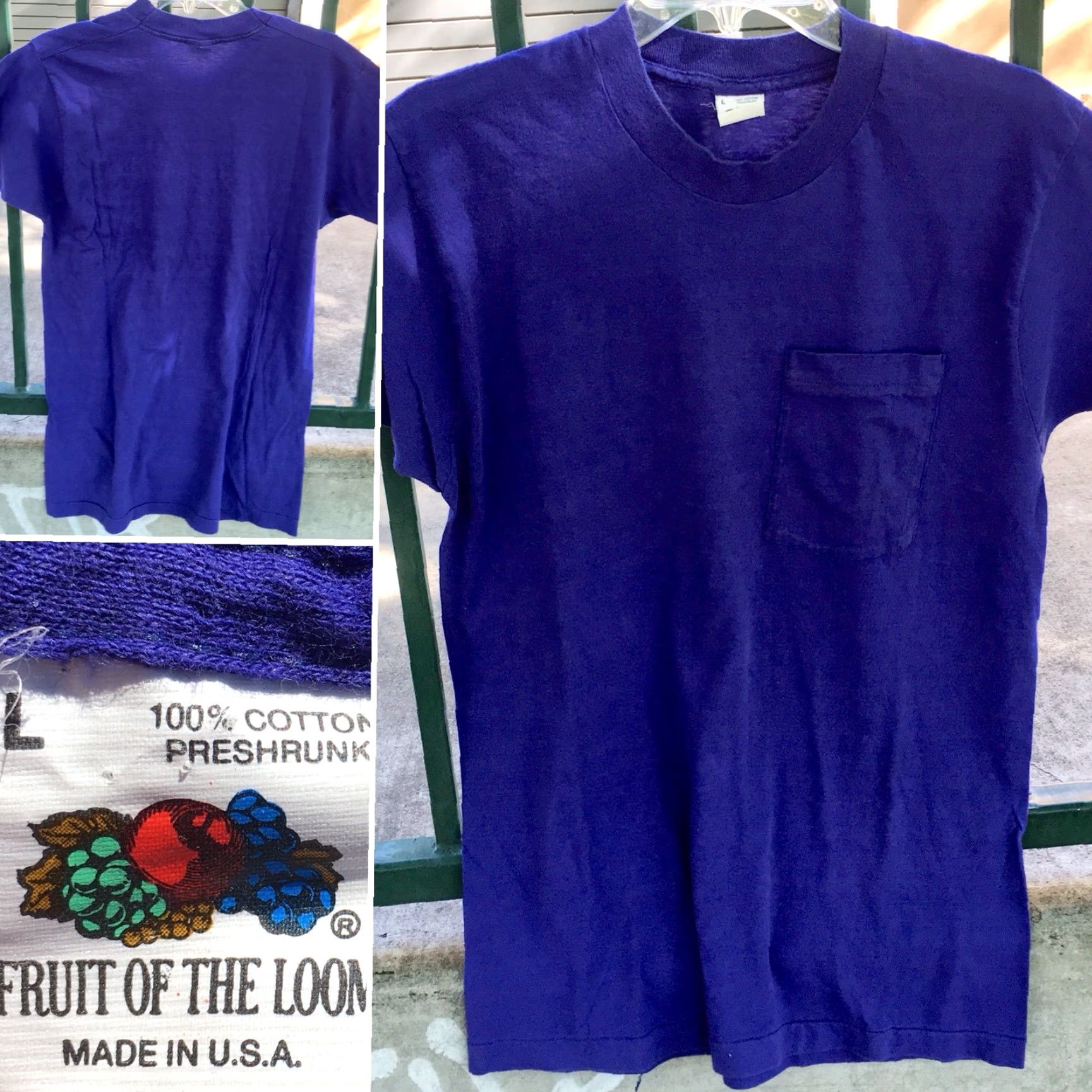 Fruit Of The Loom VINTAGE Fruit Of The Loom Pocket T-Shirt Sz L Made In USA Shirt Mens Short Sleeve 100% Cotton See Pics Size US L / EU 52-54 / 3 - 7 Thumbnail