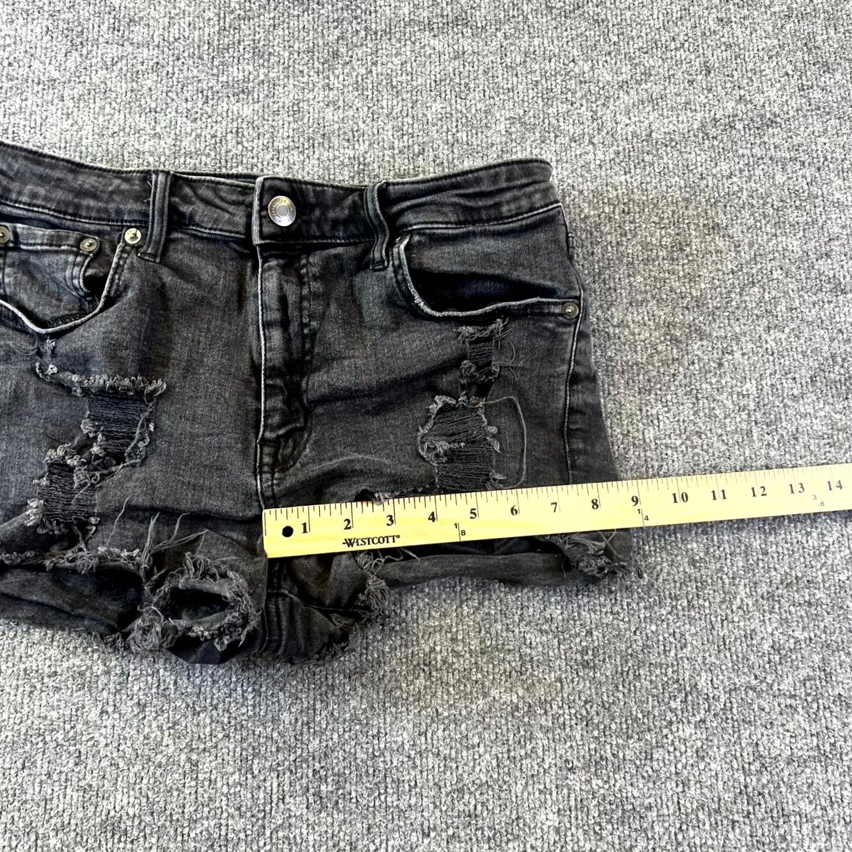 Vintage Aéropostale Shorts Womens 10 Gray Denim Distressed Raw Hem High Rise Casual 5-Pocket Shorts Size 32" / US 10 / IT 46 - 5 Thumbnail