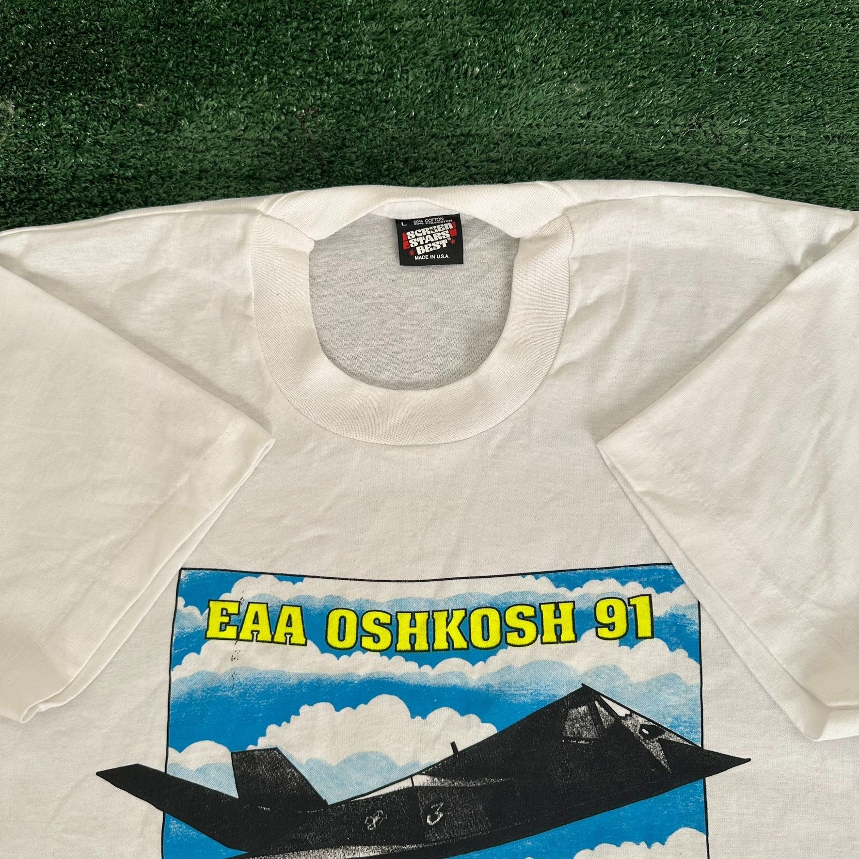 Vintage Vintage 90s F-117A Nighthawk Stealth Fighter T-Shirt Oshkosh Size US L / EU 52-54 / 3 - 2 Thumbnail