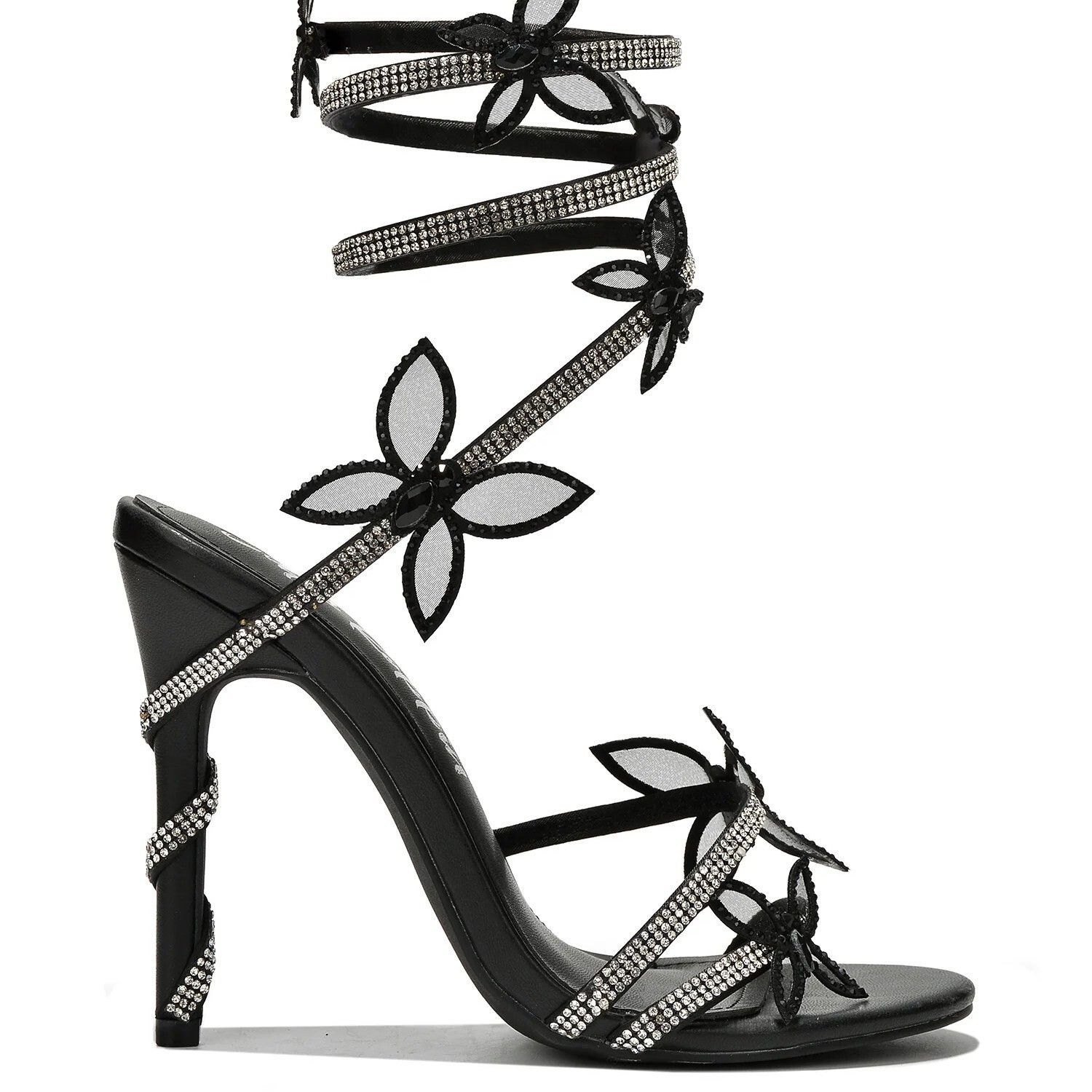 Other Fly Girl White Upper & Rhinestones Black Butterfly Wrap Stra Size US 6 / IT 36 - 7 Thumbnail