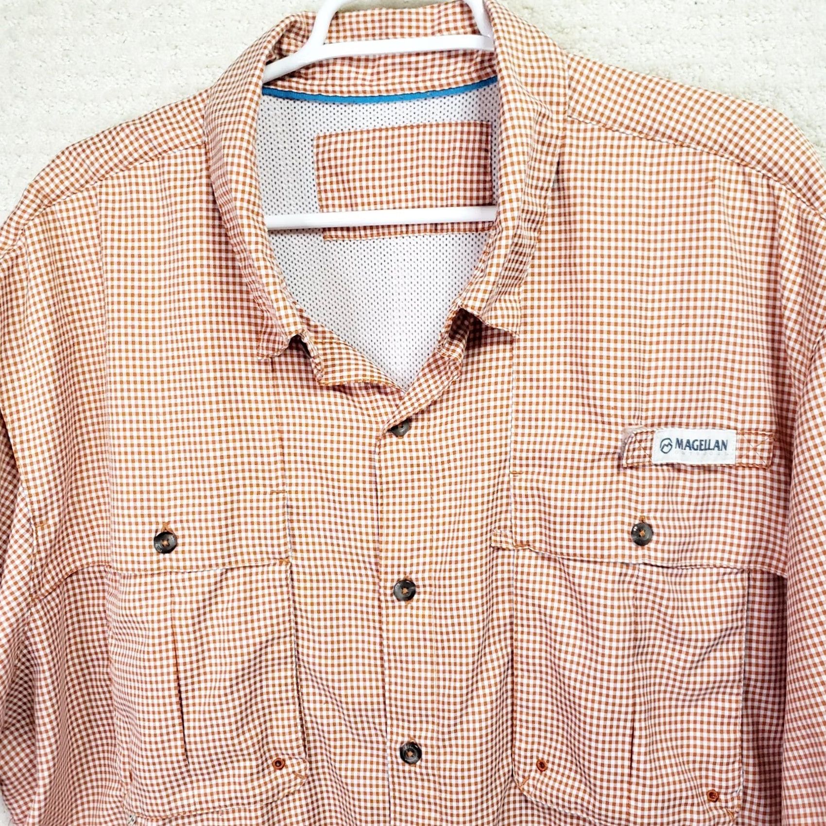 Vintage Magellan Outdoors Shirt Men’s 2XL Orange Plaid Fish Gear Angler Fit Mag Wick SS Size US XXL / EU 58 / 5 - 3 Thumbnail
