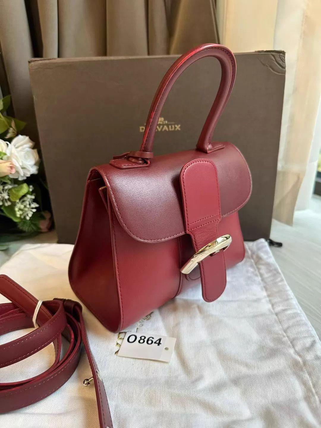 Delta delvaux brillant mini colorblock wine red box leather bag Size ONE SIZE - 5 Thumbnail