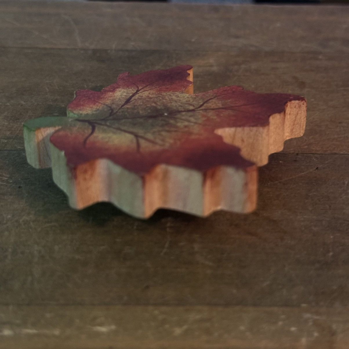 Vintage Vintage wooden autumn leaf brooch Size ONE SIZE - 4 Thumbnail