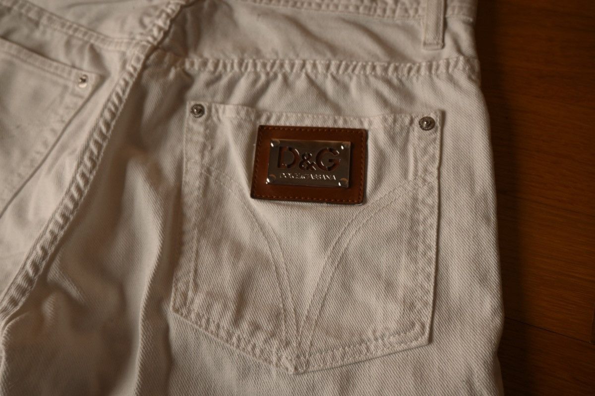 Dolce & Gabbana Dolce & Gabbana Logo Waistband Straight-Leg Trousers Cream Size US 29 - 4 Thumbnail