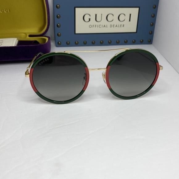 Gucci GUCCI Green Gradient Round Ladies Sunglasses GG0061S 003 56" Size ONE SIZE - 5 Thumbnail