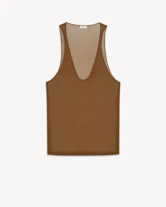 Saint Laurent Paris o1la1rc1a1225 772270 Sheer Tank Top in Jersey in Beige Size US M / EU 48-50 / 2 - 1 Preview