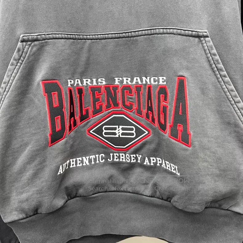 Balenciaga Balenciaga Gray logo embroidery cotton hooded drawstring l Size US L / EU 52-54 / 3 - 5 Thumbnail