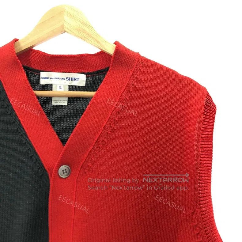 Comme des Garcons Comme Des Garcons Red and Black Colored Wool Knit Vest Size XL / US 12-14 / IT 48-50 - 3 Thumbnail