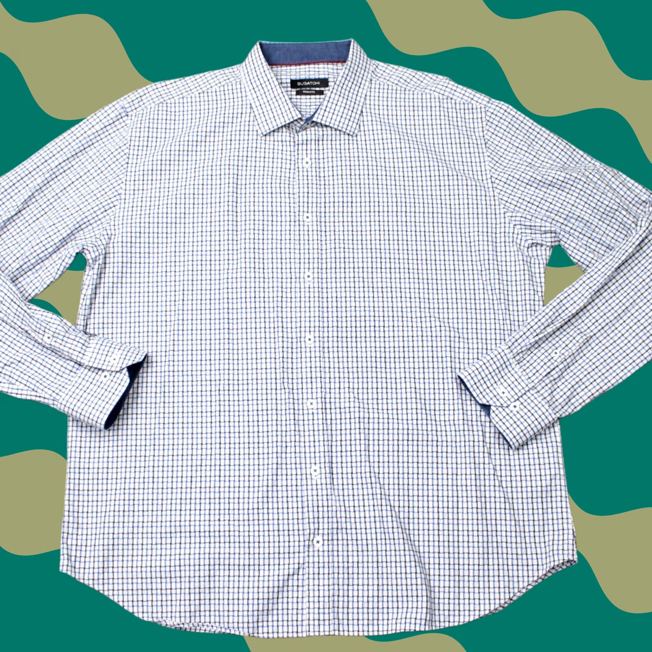 BUGATCHI Bugatchi Uomo Shirt Mens 3XL XXXL Blue Shaped Fit Button-Up Long Sleeve 100% Cotton Classic Plaid Chest 52 in Vintage: No Size US XXL / EU 58 / 5 - 1 Thumbnail