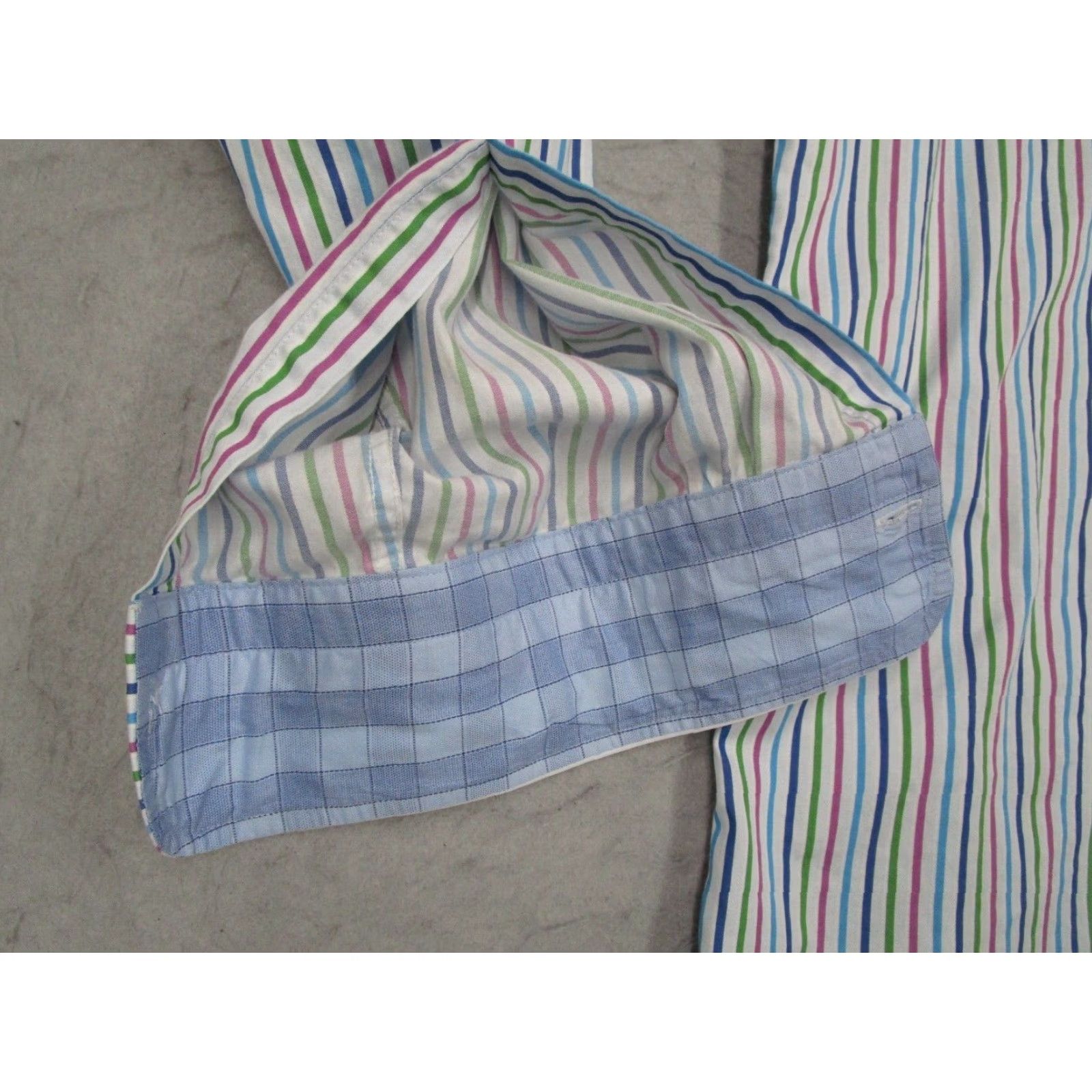 Charles Tyrwhitt Charles Tyrwhitt Dress Shirt Men Slim Fit Multicolor Striped Button Up Flip Cuff 17 35 Size 34R - 3 Thumbnail