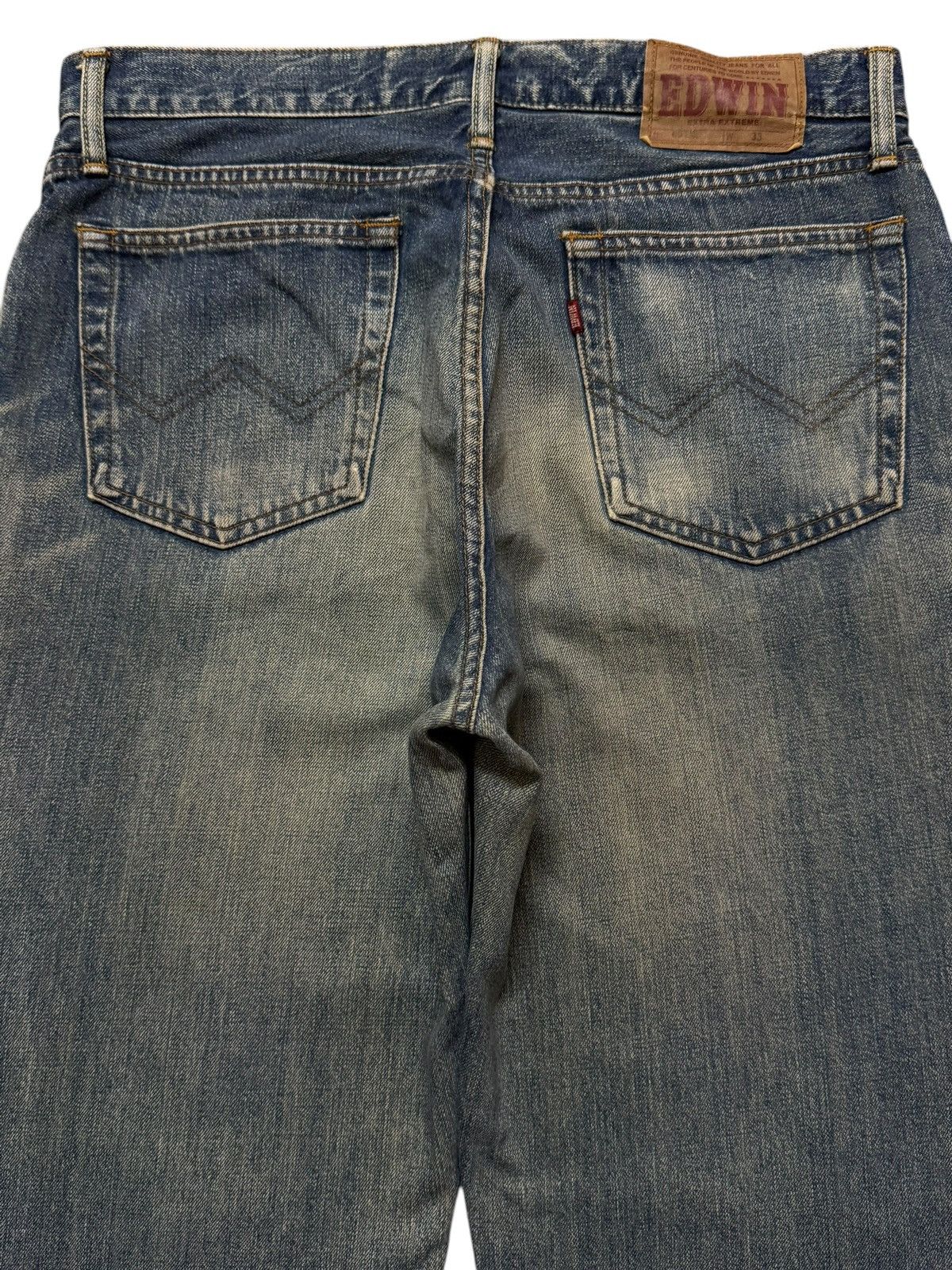 Edwin Vintage 90s Edwin 601 Faded Wash Distress Wide Leg Bootcut Size US 32 / EU 48 - 4 Thumbnail