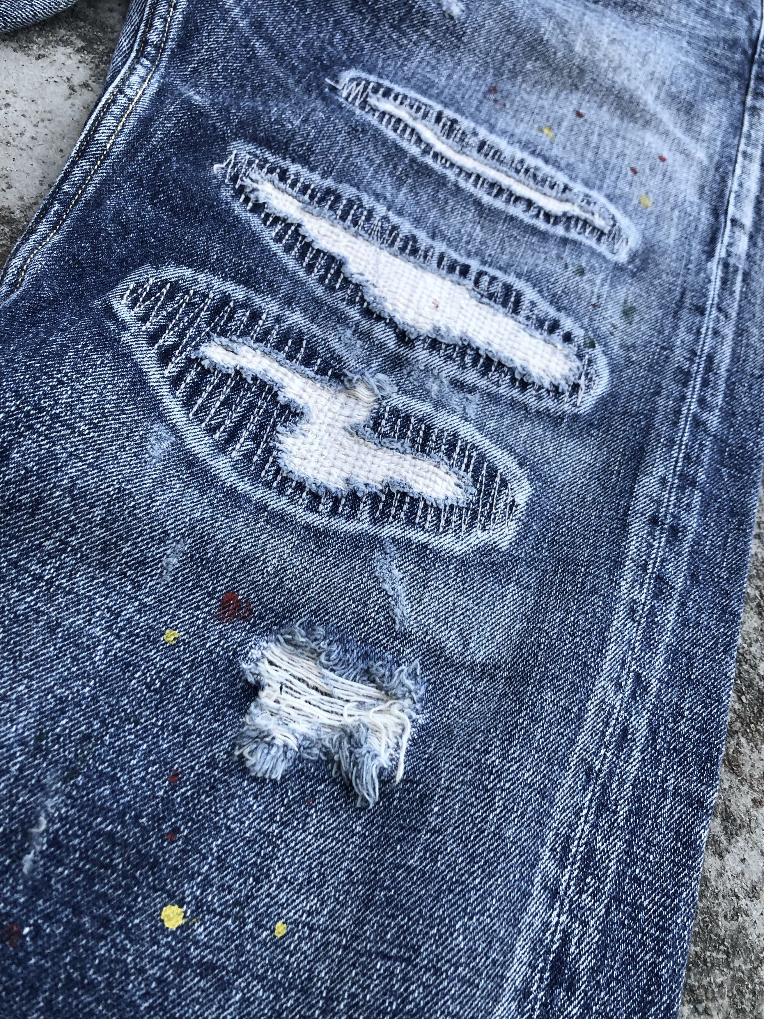 Japanese Brand PAINTED POSTERIZE DISTRESSED DENIM Size US 36 / EU 52 - 2 Thumbnail