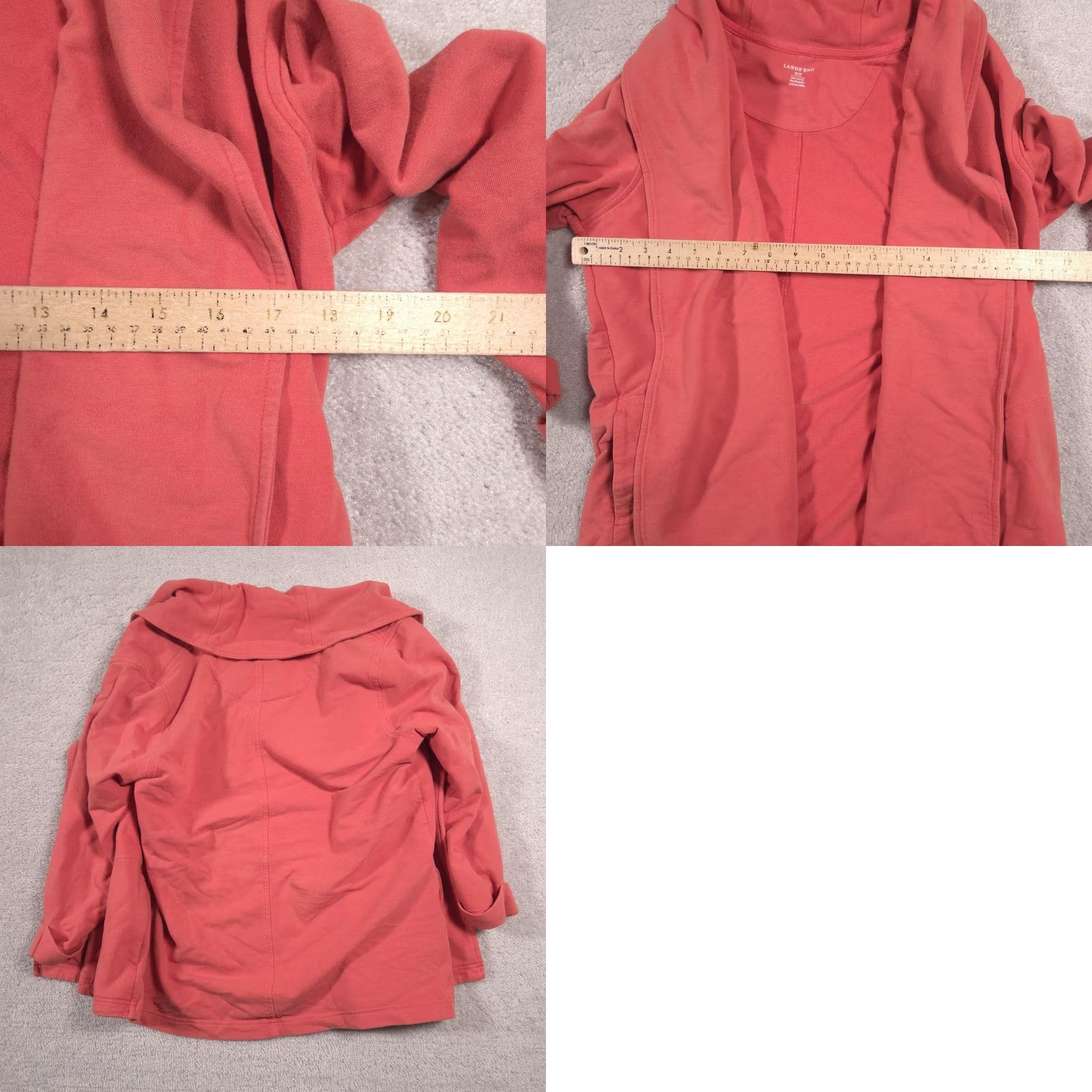 Lands' End Lands' End Jacket Womens Petite Medium Orange Knit Open Front Pockets Collar Size M / US 6-8 / IT 42-44 - 8 Thumbnail