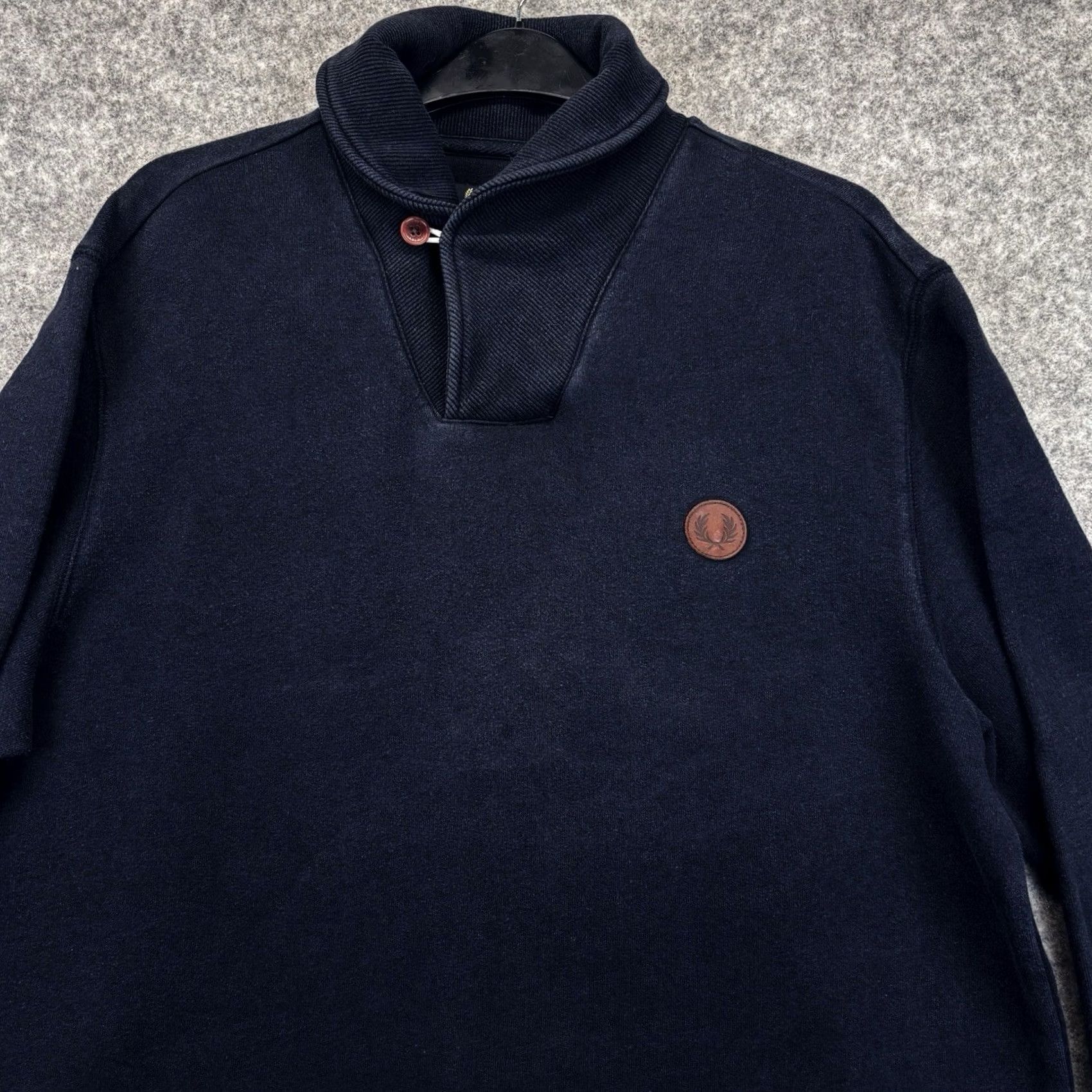 Fred Perry Fred Perry Sweatshirt Shawl Neck Mens Large Navy Pullover Cotton Used Size US L / EU 52-54 / 3 - 3 Thumbnail