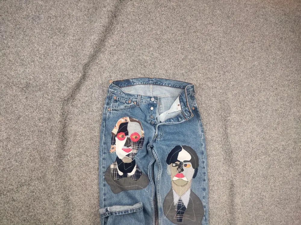 Vintage 90's Levi’s 501 Sashiko Logo Jeans junya watanabe