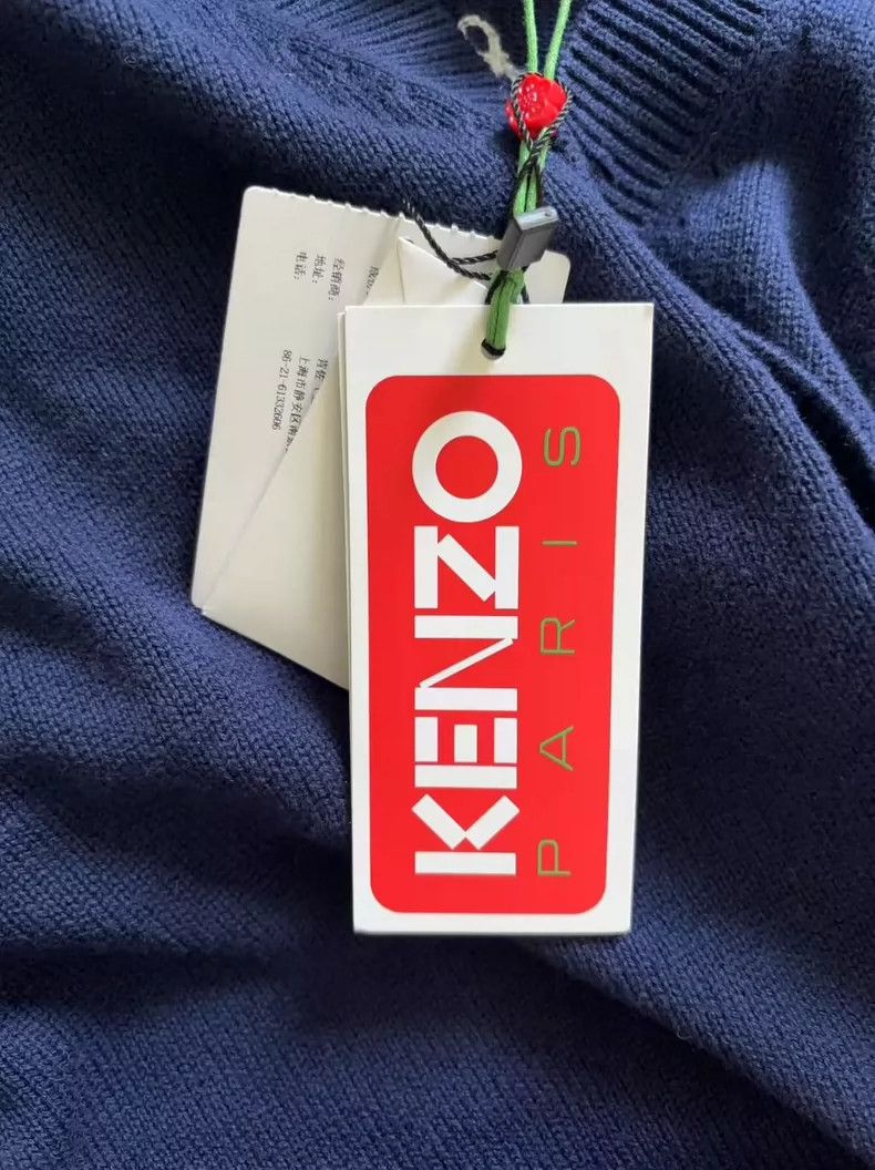 Kenzo KENZO Logo V-neck single rowed long sleeve knit sweater Size US S / EU 44-46 / 1 - 5 Thumbnail