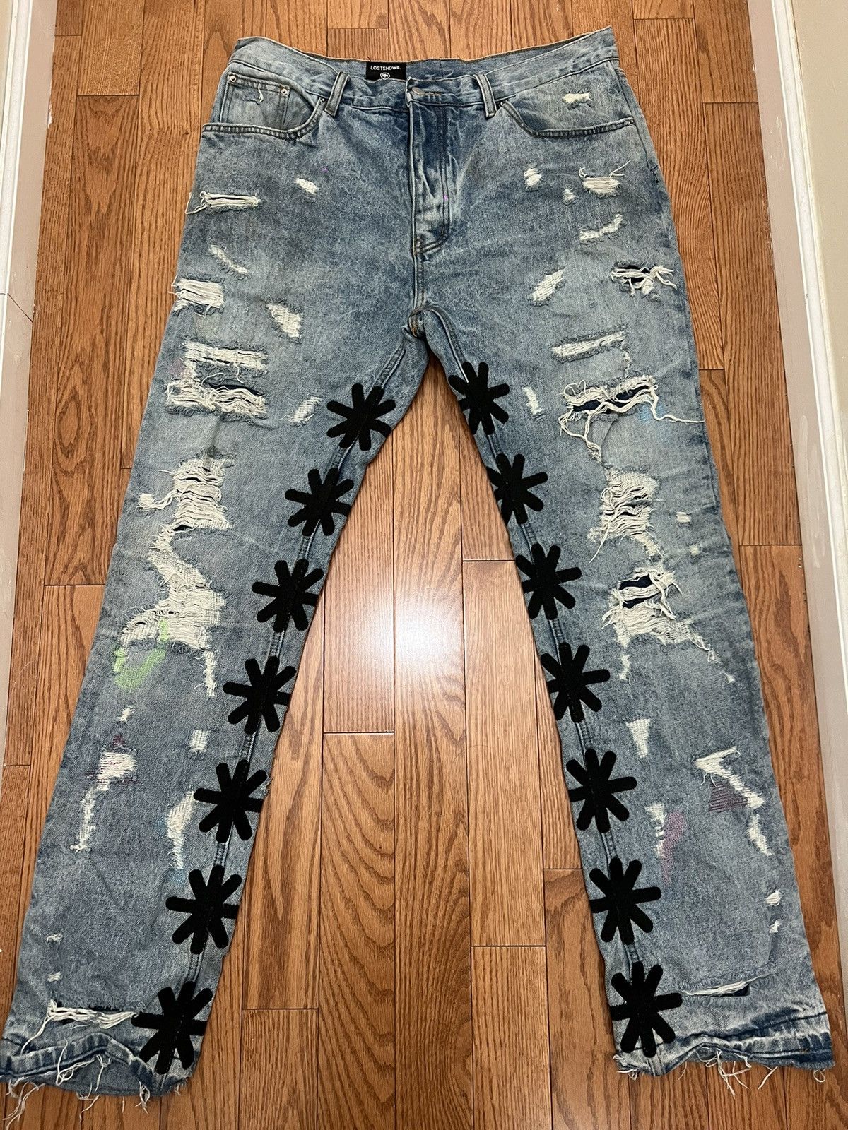 LOSTSHDWS LOSTSHDWS Light Wash Distress Denim Size US 38 / EU 54 - 1 Thumbnail