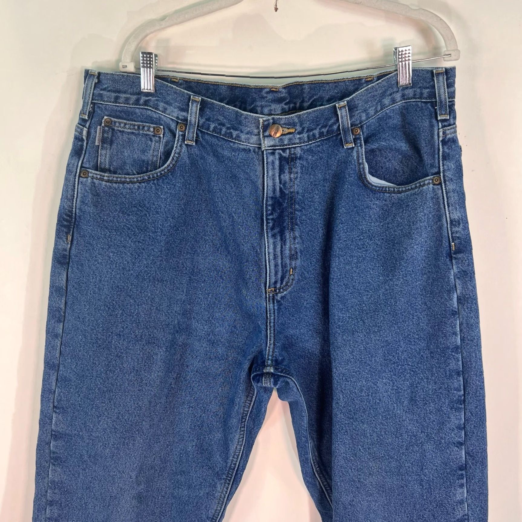 Carhartt VINTAGE Carhartt Lined Pants Jeans Mens 40 Blue Relaxed Fit 40x30 Outdoor Work Wear Denim 5-Pocket Design Zipper Button Rise High Womens? Size US 40 / EU 56 - 2 Thumbnail