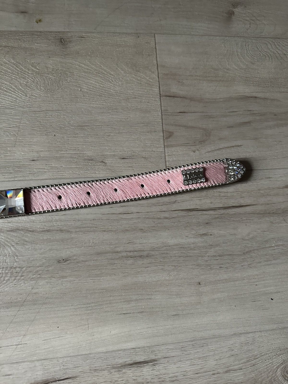 B.B. Simon BB SIMON belt light pink horse hair Swarovski Crystals Size 32 - 13 Thumbnail