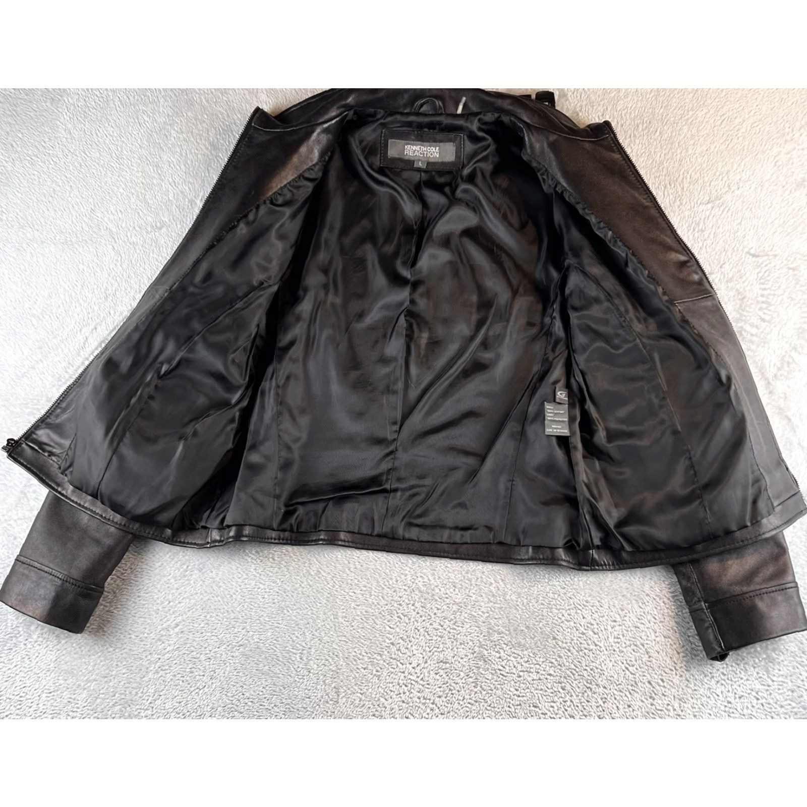 Kenneth Cole Kenneth Cole New York Leather Jacket Women L Black Biker 170R2141 Size L / US 10 / IT 46 - 2 Thumbnail